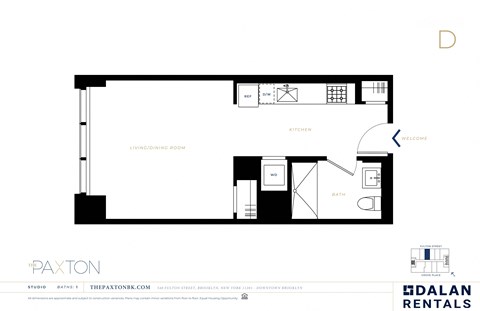 The Paxton Line D Floorplan Studio 1 bath at The Paxton, Brooklyn, NY 11201
